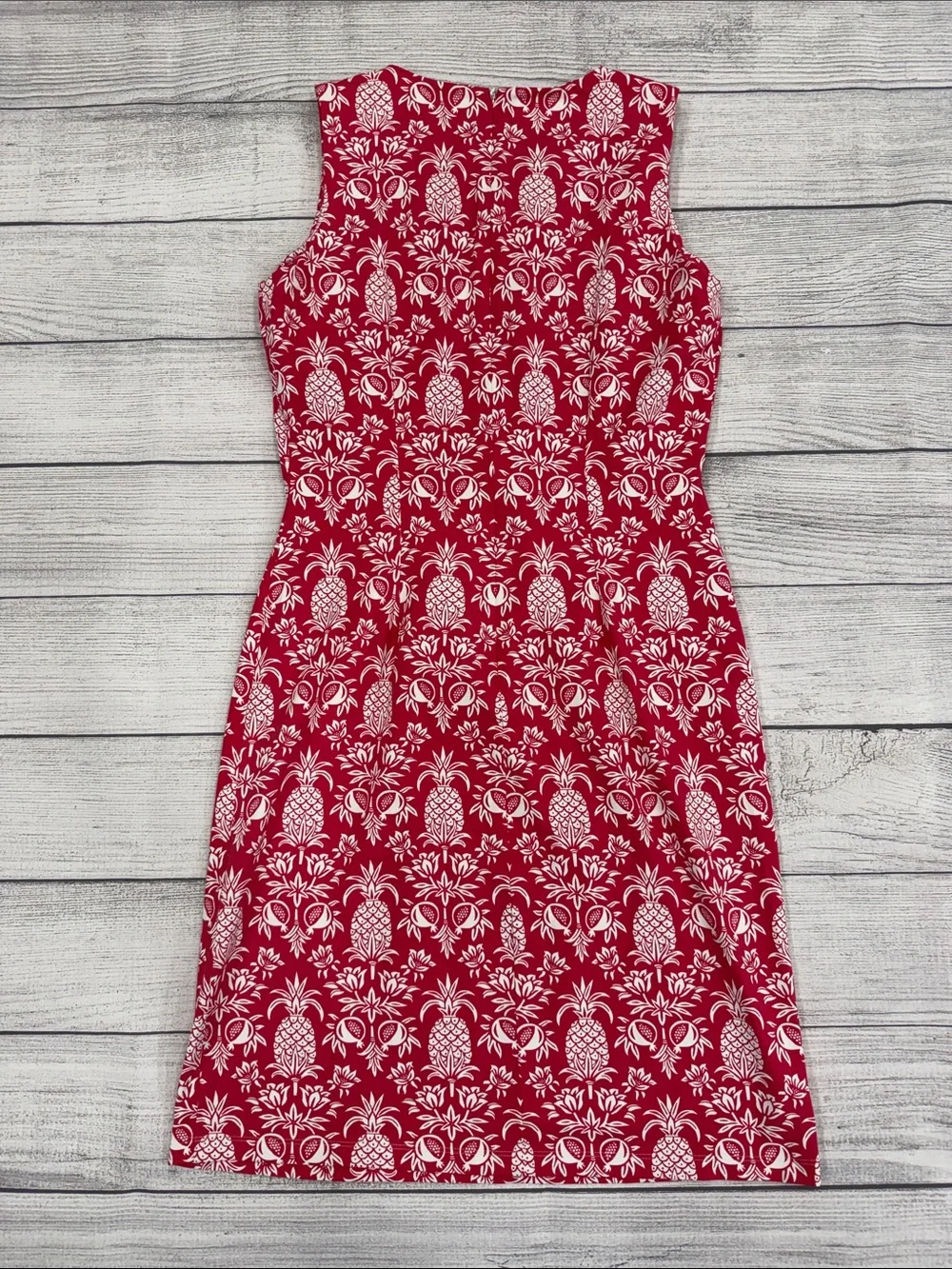 J. McLaughlin Red White Pineapple Print Sheath Dress Sleeveless Size S - Picture 2 of 6